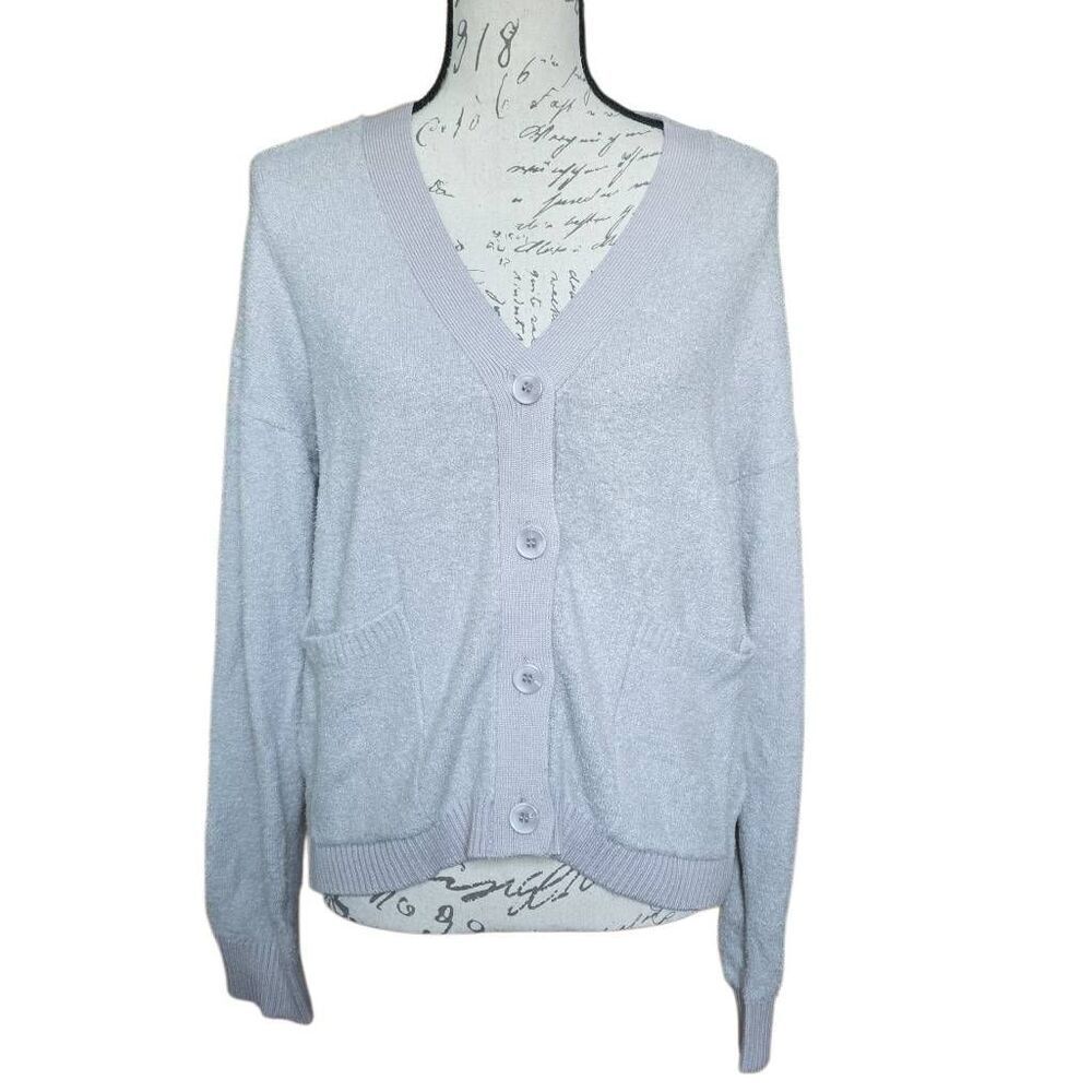 Joie Women's Size Large Gray V-Neck Super Soft Button Down Cardigan